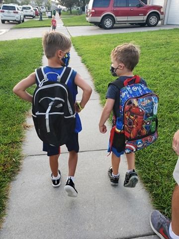 Easton (right), and his best buddy, Austin, from across the street